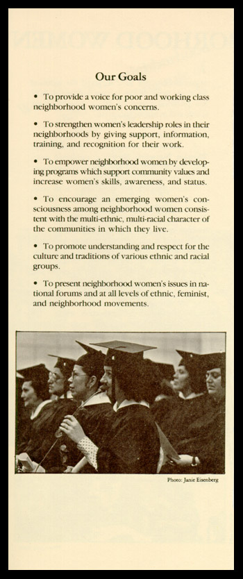 National Congress of Neighborhood Women brochure