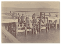 Garrison children and friends on 'New Pier', Wianno, early 1880s