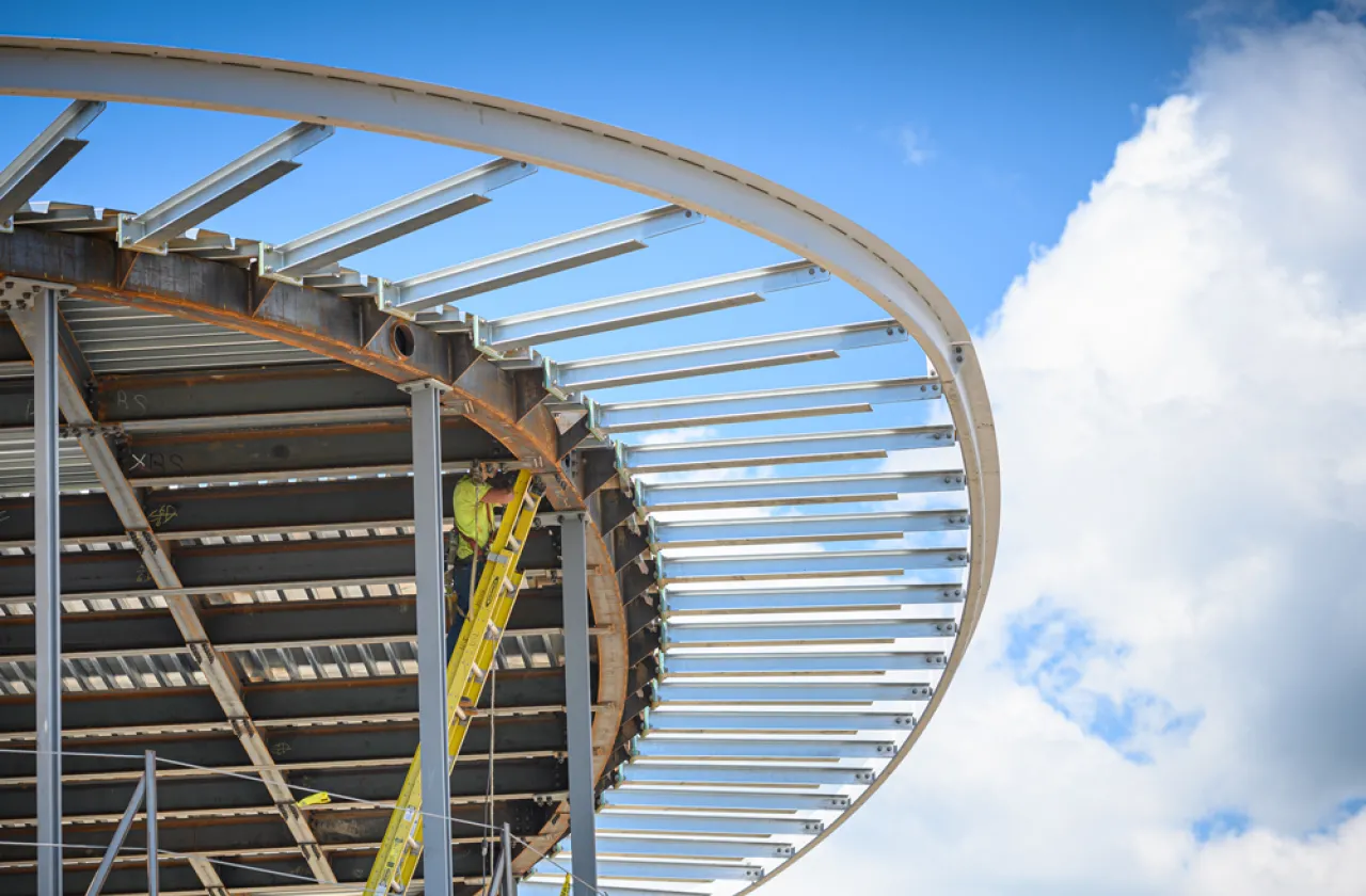 curved steel roof line
