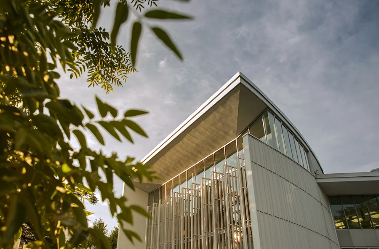 Architectural detail of the campus center exterior
