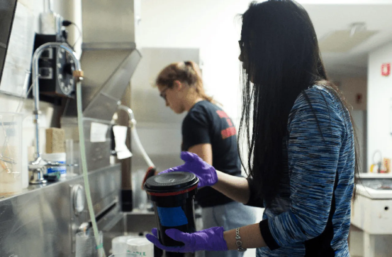 Students processing film