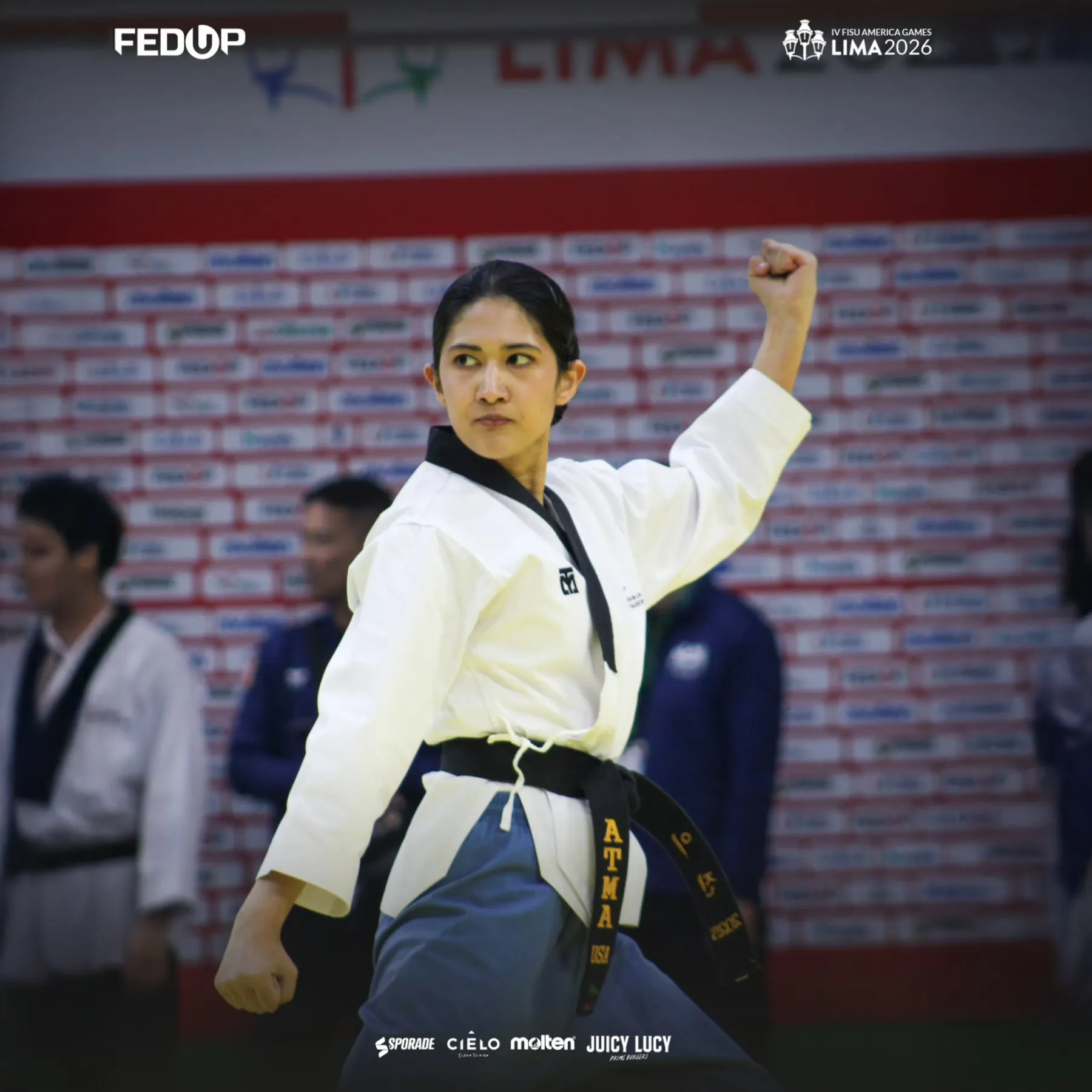 Aahana Mulchandani performing taekwando at the 2026 Pan Am games