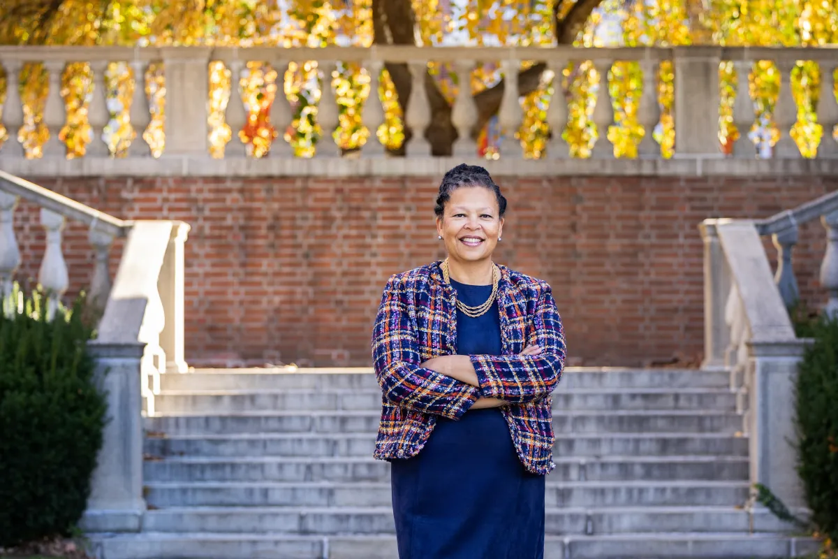 Sarah Willie-LeBreton standing in the quad at Smith College