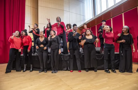 Sweet Honey in the Rock joined by Smith a cappella students, performing in the Campus Center