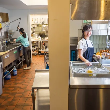 Two dining hall student workers.