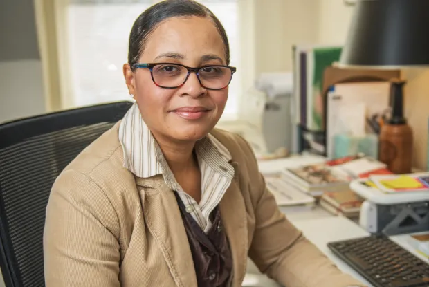 LTanya Richmond at her desk.