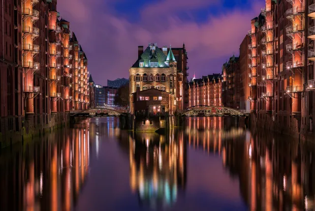 Hamburg Germany Speicherstadt moated castle