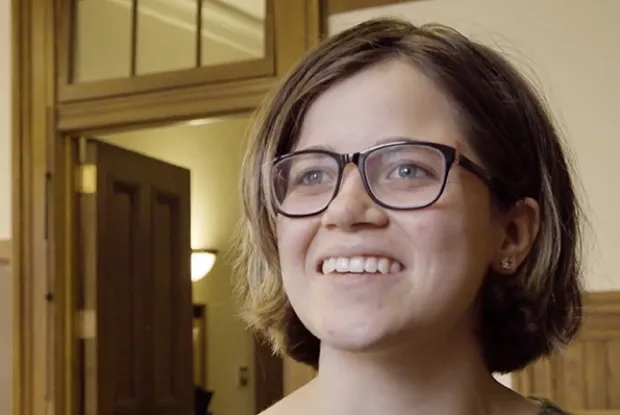 Video still of a REEES student talking